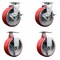 Service Caster 6 Inch Red Poly on Cast Iron Caster Set with Ball Bearings 2 Brakes 2 Rigid SCC-20S620-PUB-RS-TLB-2-R-2 - alternate 1